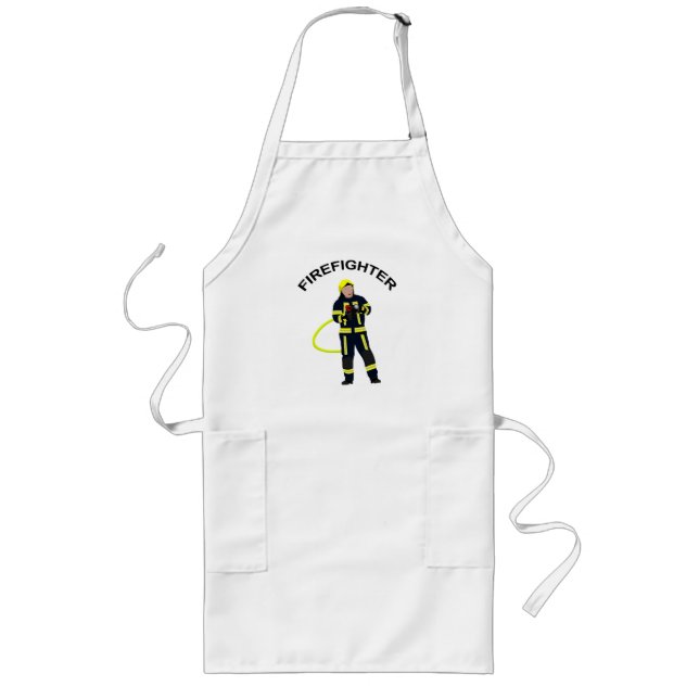 Feuerwehrmann in blauer Einsatzkleidung Lange Schü Long Apron (Front)