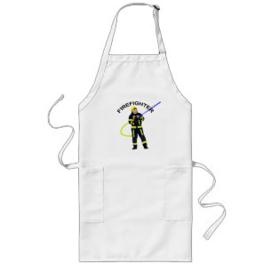 Feuerwehrmann in blauer Einsatzkleidung Lange Schü Long Apron