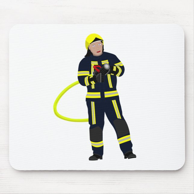 Feuerwehrmann in blauer Einsatzkleidung Mouse Pad (Front)