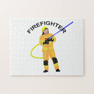 Feuerwehrmann in sandfarbener Einsatzkleidung Puz Jigsaw Puzzle