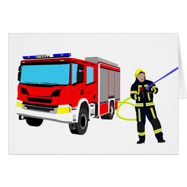Feuerwehrmann und Löschfahrzeug (Front Horizontal)