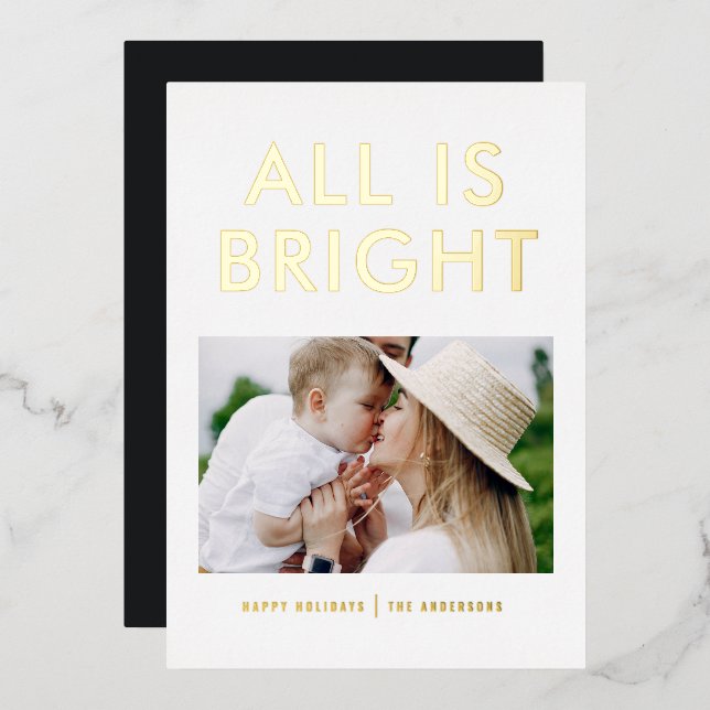 feuil élégant 1 photo feuil moderne carte de séjou (Recto/Verso)