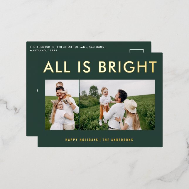 feuil élégant 2 photo feuil moderne carte postale  (Recto/Verso)