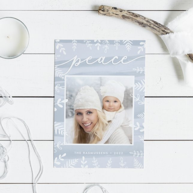 Feuillage blanc | Carte photo de vacances (Créateur téléchargé)