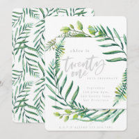 Feuillage botanique 21e anniversaire invitation