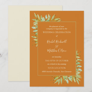 Feuillage botanique sur les invitations de mariage