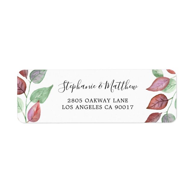 Feuillage d'aquarelle peint de Bourgogne moderne (Devant)