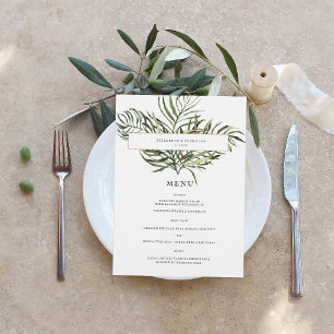 Feuillage de palmiers tropicaux   Menu de mariage