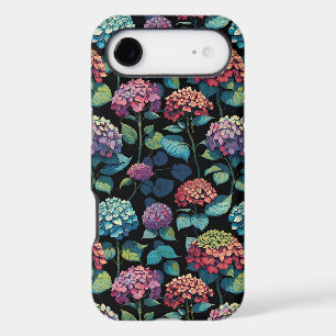 Feuillage d'hortensia rose et violet