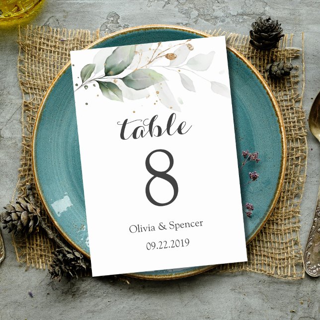 Feuillage doré élégant numéro de table de mariage (Créateur téléchargé)