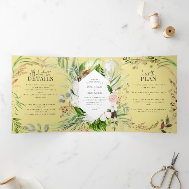 Feuillage et faire-part de mariage florales et dét (Intérieur)