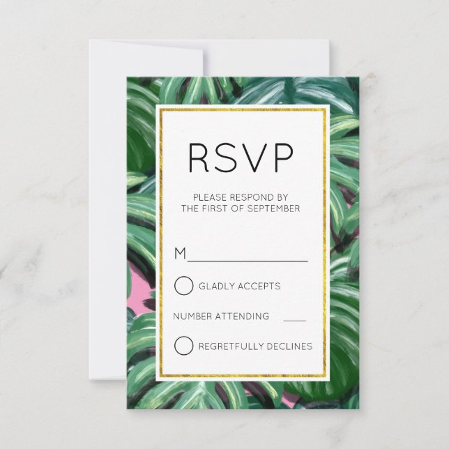 Feuillage Feuille Tropical Vert & Lush Simple RSVP (Devant)
