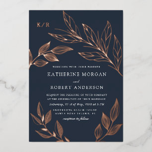 feuillage luxueux et élégant mariage invitation