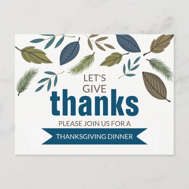 Feuillage Moderne, Invitation au Dîner de Thanksgi (Devant)