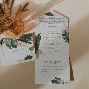 Feuillage Tropical   Faire-Part de Mariage Tout-en