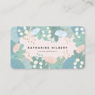 Feuillage vert Carte de visite rose floral