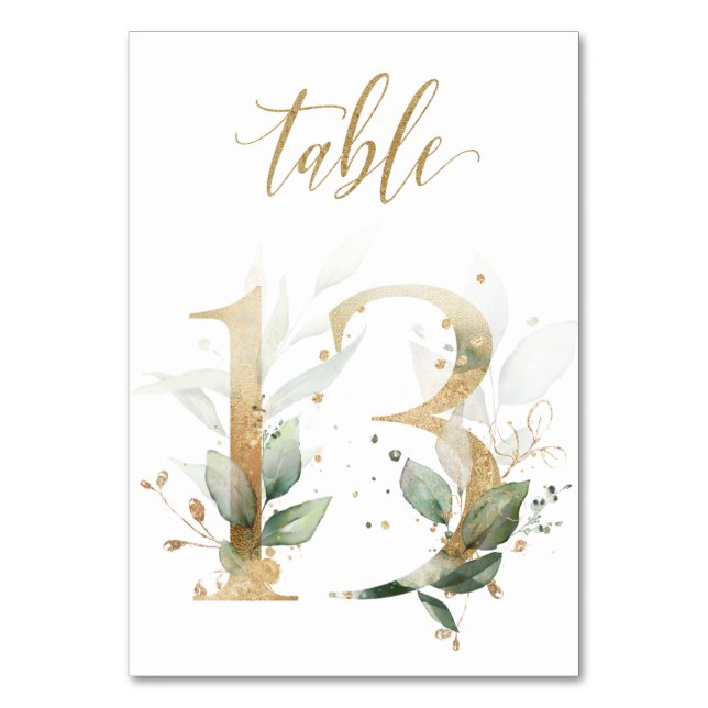 Feuillage vert et doré, Table 13, Numéro de table (Par défaut)