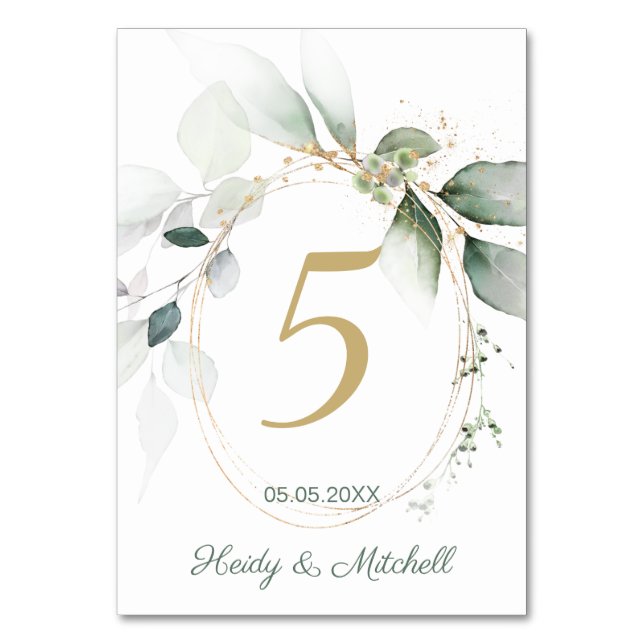 Feuillage vert et or, numéro de table Mariage (Par défaut)