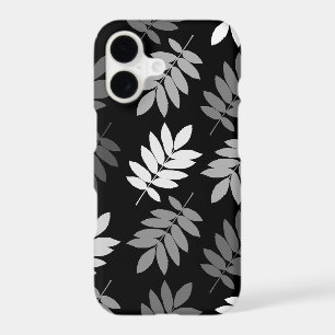 Feuille aînée grand motif noir blanc gris