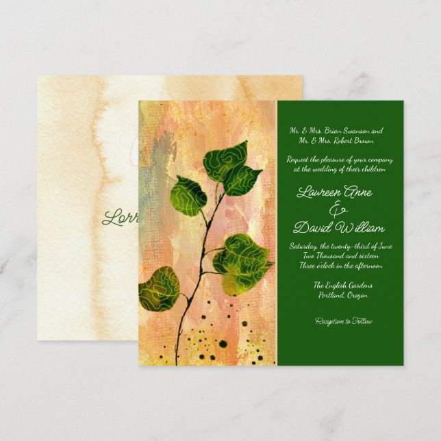 Feuille Aspen personnalisation mariage invitation (Devant / Derrière)