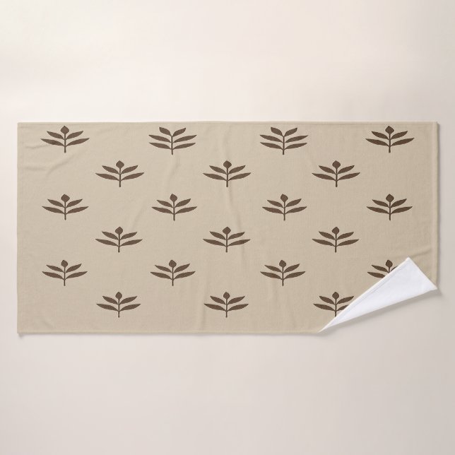 Feuille beige et Brown (Serviette de bain)