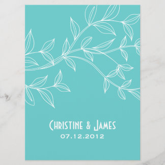 Feuille blanc sur l'aqua, faire-part de mariage