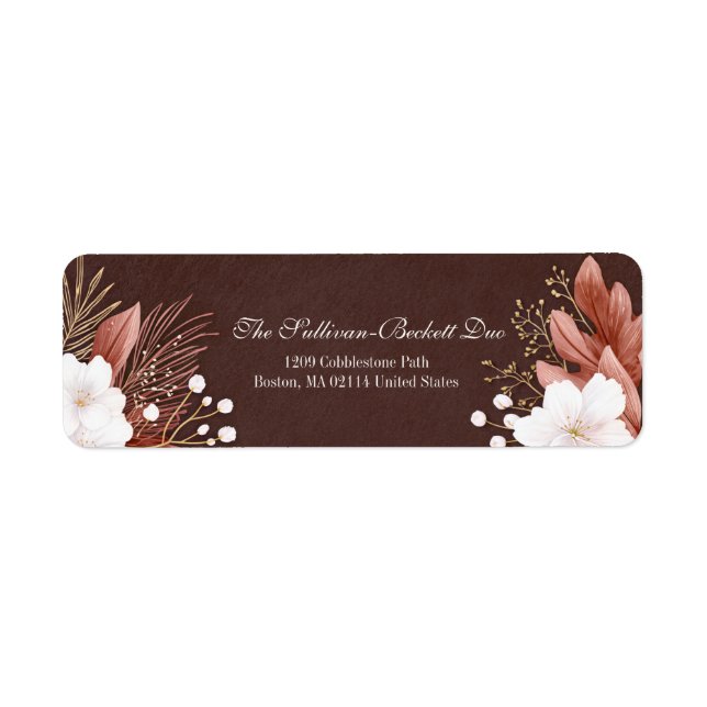 Feuille Blanche Fleur de Texture Marron Mocha (Devant)