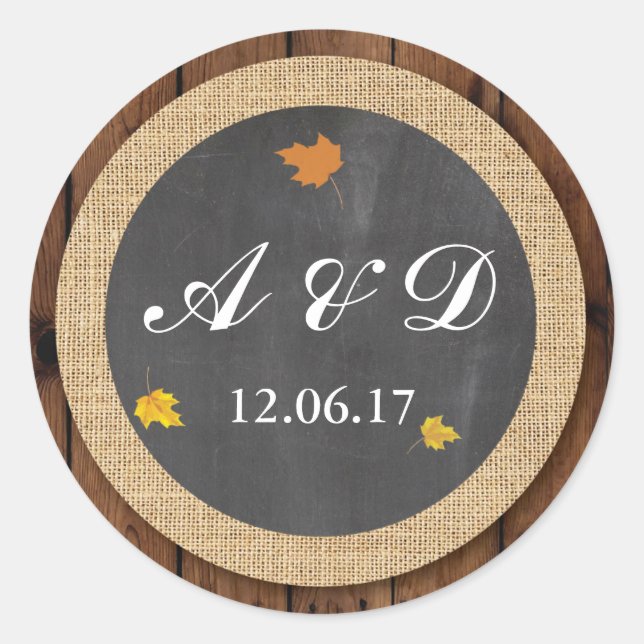 Feuille Bois hiver Lumières Automne Stickers Étiqu (Devant)