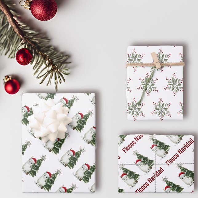 Feuille cadeau Alpaca "Fleece Navidad" Ensemble de (Alpaca Fleece Navidad Gift wrap set of 3)