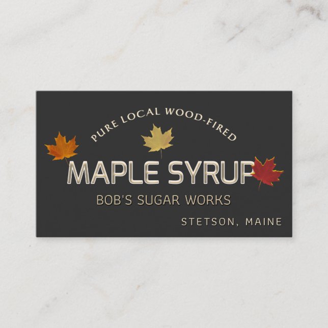 Feuille Carte de visite de sirop d'érable à bois (Devant)