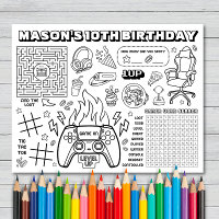 Feuille d'activité d'anniversaire de jeu vidéo