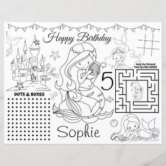 Feuille d'activité de sirène, jeu de coloriage de 