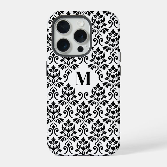 Feuille Damask Black Pattern (Custom) iPhone Case (Back)