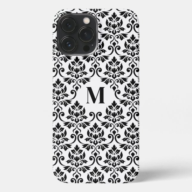 Feuille Damask Black Pattern (Custom) iPhone Case (Back)