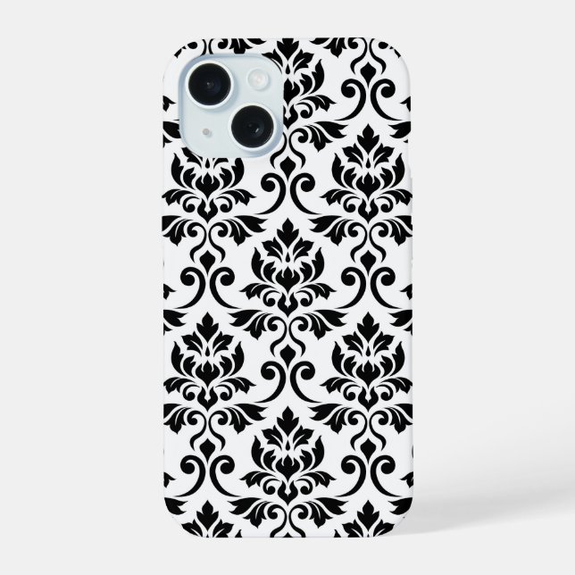 Feuille Damask Lg Motif noir sur blanc (Verso)