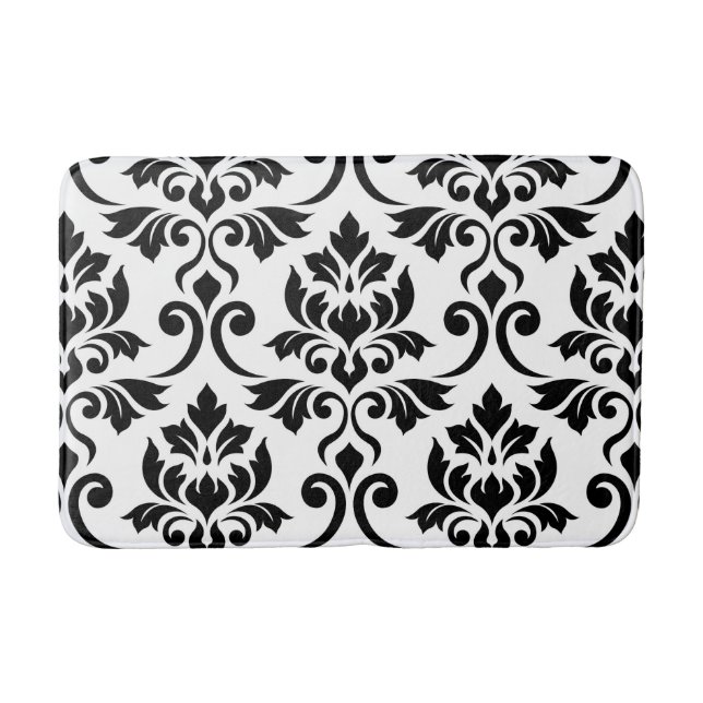 Feuille Damask Lg Pattern Black Bath Mat (Front)