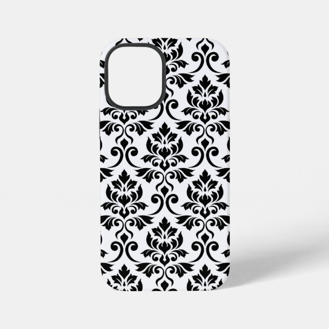 Feuille Damask Lg Pattern Black on White iPhone Case (Back)