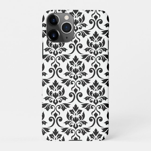 Feuille Damask Lg Pattern Black on White iPhone Case (Back)