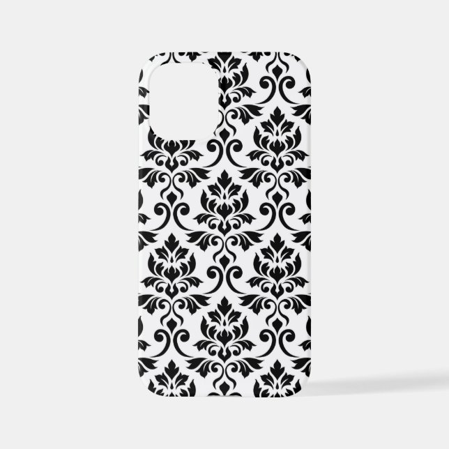 Feuille Damask Lg Pattern Black on White iPhone Case (Back)