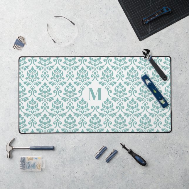 Feuille Damask Motif Turquoise (personnalisé) (Poste de travail)