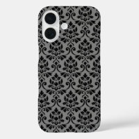 Feuille Damask Pattern Black on Grey