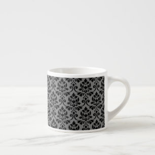 Feuille Damask Pattern Black on Grey Espresso Cup