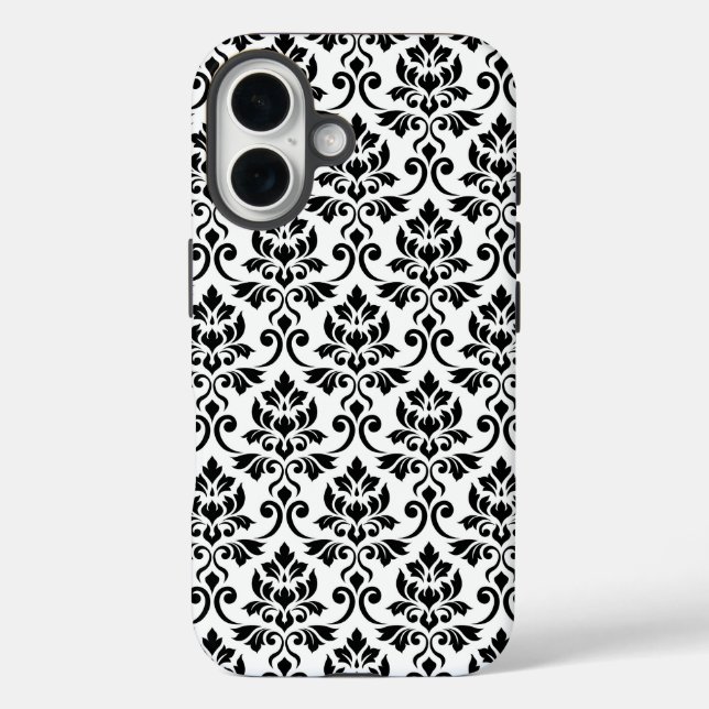 Feuille Damask Pattern Black on White Case-Mate iPhone Case (Back)