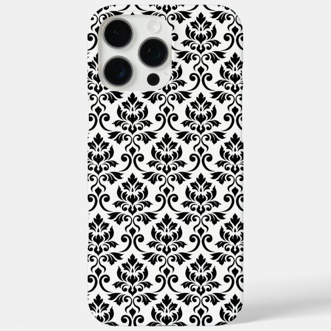 Feuille Damask Pattern Black on White Case-Mate iPhone Case (Back)