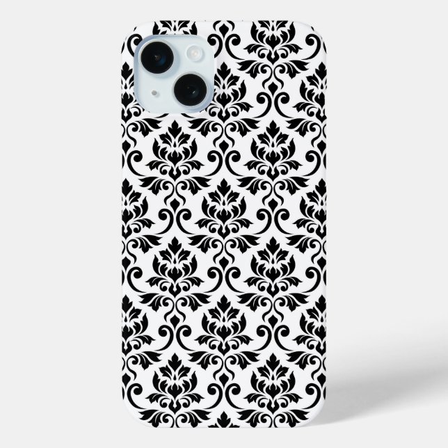 Feuille Damask Pattern Black on White Case-Mate iPhone Case (Back)