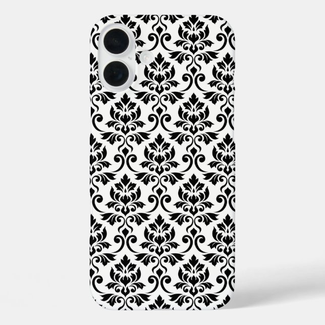Feuille Damask Pattern Black on White Case-Mate iPhone Case (Back)
