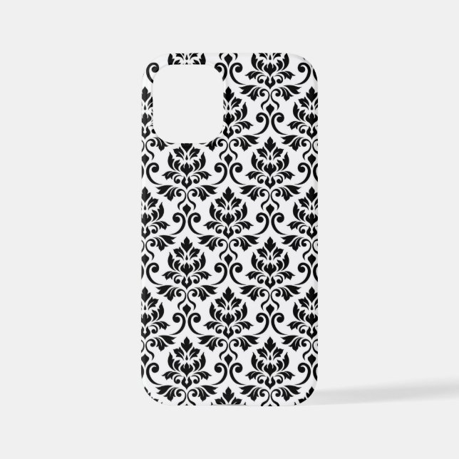 Feuille Damask Pattern Black on White iPhone Case (Back)