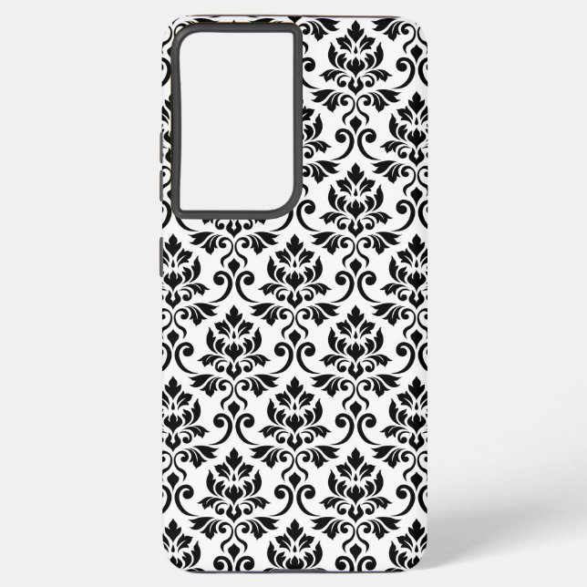 Feuille Damask Pattern Black on White Samsung Galaxy S21+ Case (Back)