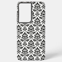 Feuille Damask Pattern Black on White