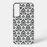 Feuille Damask Pattern Black on White